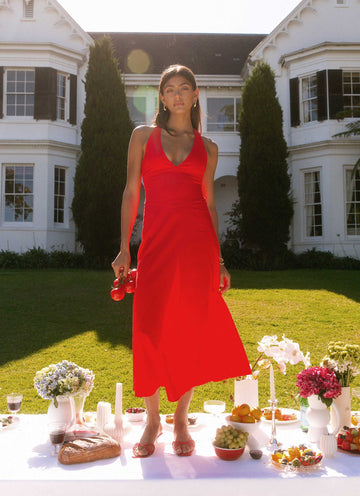 Falling For You Midi Dress - Red
