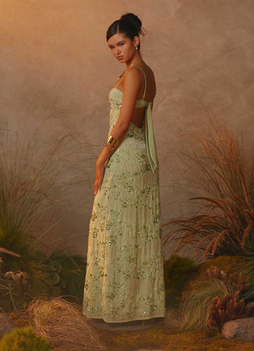 Celandine Beaded Maxi Dress - Lime