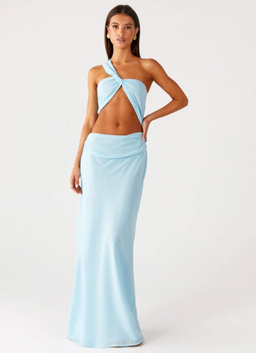 Cindelle One Shoulder Maxi Dress - Turquoise