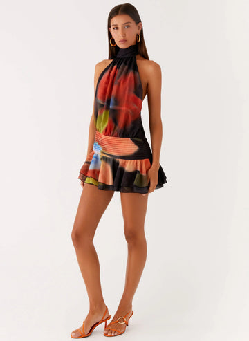 Willow Chiffon Mini Dress - Moody Floral